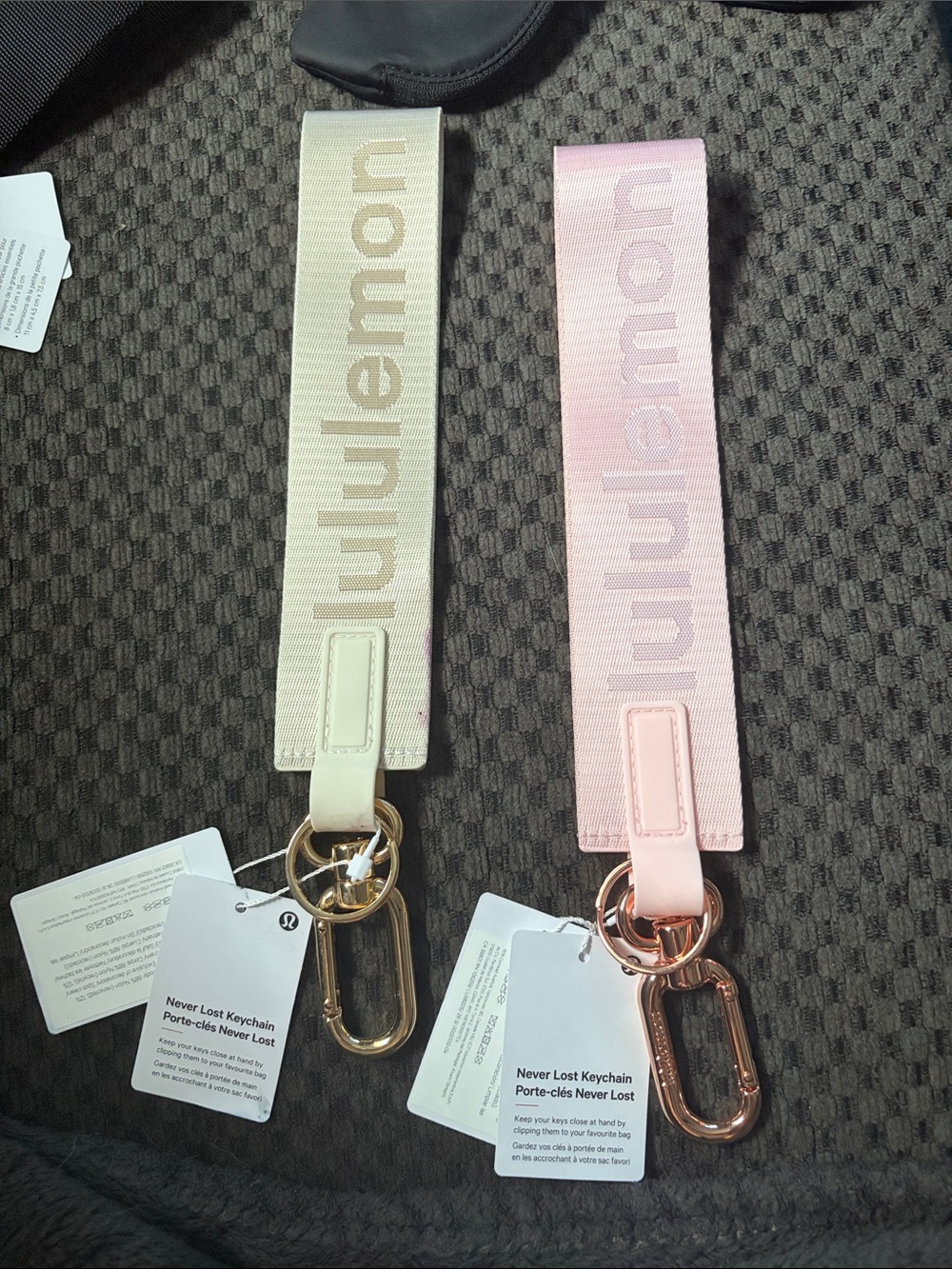 BRAND NEW lululemon athletica Never Lost Keychain Strap — Pink & Cream
